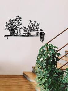 1 件黑色金属墙饰，带悬挂花盆设计 - 现代简约墙面装饰，适合客厅、露台、花园 - 黑色 - 查看 5