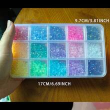 15 隔层树脂彩色混合钻石配件盒，3 毫米 4 毫米 5 毫米圆形彩色钻石，适用于 DIY 果冻手机壳制作 - 彩色 - 查看 2