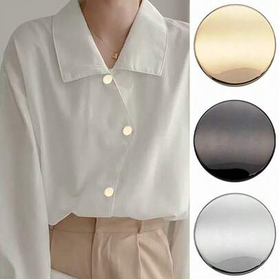 Conjunto de 6/12 botões metálicos espelhados minimalistas e elegantes, feitos à mão, adequados para camisas, vestidos, jaquetas, casacos e calças, unissex.