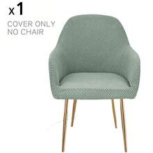 弧形椅套，提花餐椅套，弹力餐厅扶手椅套，椅套 6/4/1 件套，弧形靠背厨房椅套，现代弧形扶手，柜台高度吧台凳套，适用于厨房派对宴会 - 彩色 - 查看 12