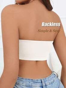 夏季女士无肩带文胸套装，包括细肩带文胸、抹胸、露背上衣和吊带背心 - 白色 - 查看 2