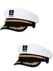 1pc Unisex Embroidered Captain Hat, Military Uniform Prop Cap, Suitable For Party Accessories - Multicolor - View 4