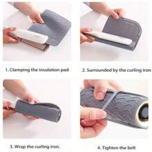 1 Pieza Almohadilla de silicona multiusos resistente al calor, soporte para rizador, almohadilla de aislamiento térmico, protector de escritorio antideslizante con textura, estera anticalor reutilizable para herramientas de belleza, alfombrilla de estación de estilo resistente a arañazos, accesorios de peinado resistentes al calor para planchas, rizadores, salón en casa, seguridad del mostrador del baño, almacenamiento de herramientas de belleza, uso en múltiples superficies, esenciales de tocador