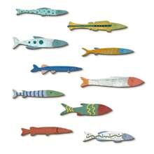 1/10 Piezas Decoración de pared de peces de madera de colores estilo playa, náutico y costero. Escultura de pared con diseño de banco de peces para decoración de hogar, baño, dormitorio (para pegar DIY). Decoración de verano, dormitorio, pared, escuela, sorpresa escolar, decoración de dormitorio