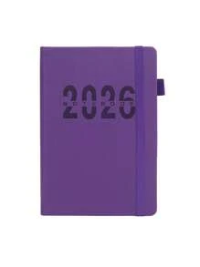Agenda 2026 com alça, 1 unidade, caderno de agenda em inglês para eficiência no escritório, layout mensal/semanal/diário, diário anual, capa de couro sintético, adequada para escola e escritório, pode ser usada como presente de aniversário, feriado ou Natal, várias cores disponíveis