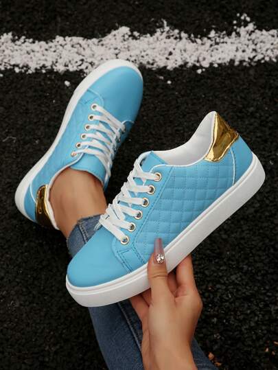 女士新款黑色平底防滑圆头系带休闲运动鞋，多色可选，适合春秋季节