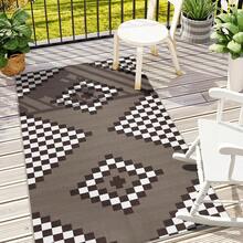 Checkered Easy Jute 3x5 Outdoor Patio Rug, Washable Rugs For Entryway Diamond Indoor Outdoor Living Room Carpet, Farmhouse Neutral Non Slip Black Door Carpet For Backyard Bedroom - 幾何-1 - 查看 5