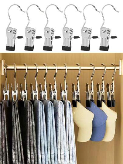 10pcs Laundry Hooks Hanging Clips Clothes Pins Closet Hanger Organizer Clamps Socks Towel Clips Heavy Duty Clothespins Bulk Hanger Clips For Closet Travel Pants Socks Handbags