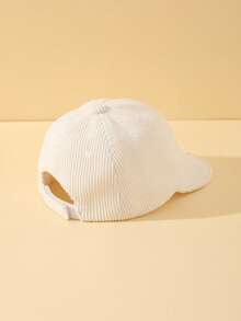 1 buah Topi Bayi Minimalis Warna Polos Bahan Korduroi, Topi Baseball untuk Anak Laki-laki & Perempuan untuk Penggunaan Sehari-hari - Putih - View 3