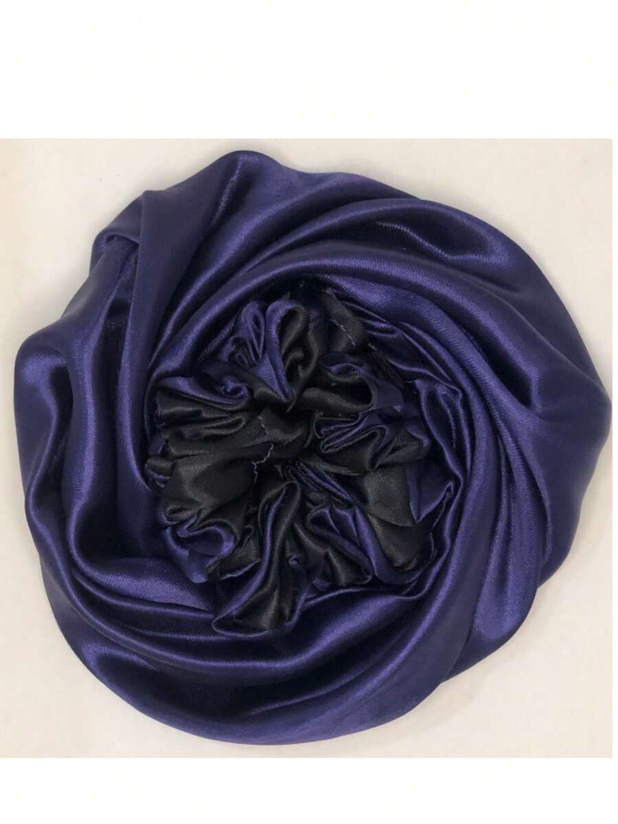 Double-Sided Satin Bonnet With Adjustable Strap + 1 Hair Tie - Royal Blue - View 1