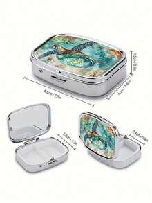 1 个海龟形药盒，迷你药盒，带 2 个隔层，便携式家用药品收纳盒，独特口袋、钱包、旅行礼物 - 彩色 - 查看 7