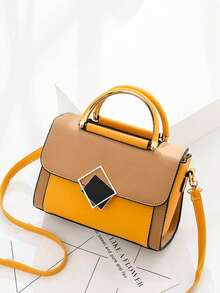 1 件/2 件时尚撞色 PU 手提包，优雅单肩包，甜美蝴蝶结钱包，适合女士，可调节肩带适合日常使用，手提、单肩、斜挎，用途广泛 - 彩色 - 查看 9