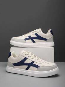 Men Casual Sports Shoes, Low-Top Leather Men Flat Skate Shoes, Fashion Men Outdoor Sneakers, Lightweight Anti-Slip Casual Shoes, Suitable For Daily Activities And Street Skateboarding