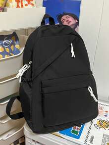 1个新款尼龙甜美柔软纯色大容量学生背包，简约纯色背包，适合大学生，女生尼龙书包，适合青少年女孩，女士旅行单肩包