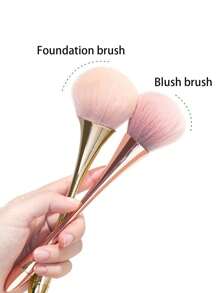2 Peças Conjunto de Pincéis de Maquiagem para Iniciantes - Pincéis de Pó, Blush, Iluminador, Cerdas de Poliéster Livres de Álcool, Cabos de ABS, Adequado para Todos os Tipos de Pele