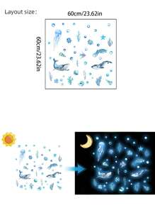 1 Set Underwater World Luminous Stickers, Glowing In The Dark, Suitable For Living Room, Bedroom, Background Wall, Wall Decoration, Home Decoration Room Decor Wall Sticker