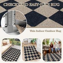 Checkered Easy Jute 3x5 Outdoor Patio Rug, Washable Rugs For Entryway Diamond Indoor Outdoor Living Room Carpet, Farmhouse Neutral Non Slip Black Door Carpet For Backyard Bedroom - Black/Checkerboard -2 - View 5