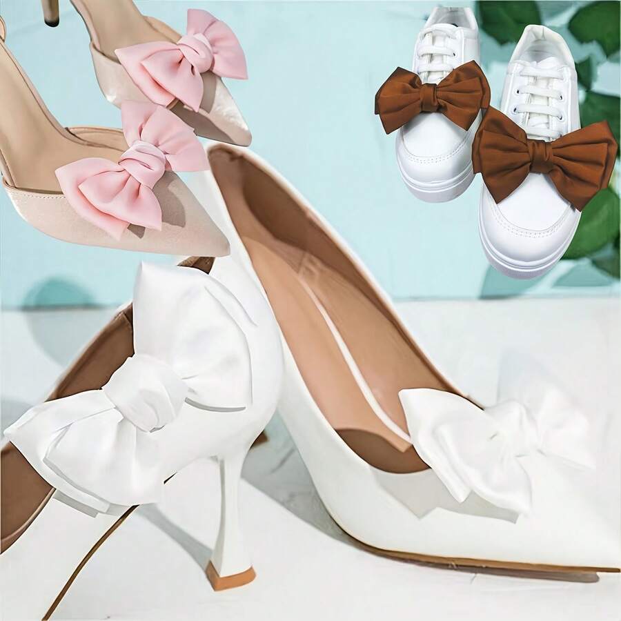 1 par de clips para zapatos de poliéster desmontables - Multicolor, adecuados para sandalias, pantuflas, zapatos planos, tacones altos, zapatos y bolsos de moda para mujeres - Multicolor - Ver 1