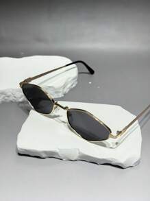 1 Pair Retro Geometric Pattern Small Frame Unisex Glasses, Y2K Fashion Versatile Suitable For All Occasions, All Season