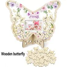 60 Butterfly Wooden Wedding Check In Table DIY Personalized Wedding Venue Decoration Hollow Butterfly Decoration Acrylic Wedding Message Box Wedding Welcome Card Replacement Guest Signature, Wedding Decoration, Birthday Decoration Wedding Season Perfect Decoration (Box Not Included)
