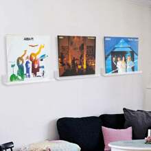 1 pieza Estantería de almacenamiento transparente de acrílico para montaje en pared, estante de exhibición para CD/discos/fotos/obras de arte, decoración de habitación