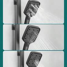 枪灰色淋浴喷头套装，全铜易分离三档浴室淋浴喷头，家用淋浴配件 - 深灰色 - 查看 7