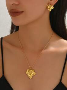 1 Set Schmuck mit naturinspiriertem Blattelement aus Edelstahl, geeignet für den täglichen Gebrauch von Frauen, Mode-Streetshots oder als Geschenk für Freunde