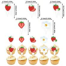 Strawberry Theme Summer Fruit Birthday Party Decoration Set Swirl Hanging Tags Cake Toppers Flag Banner Perfect For Celebrations And Festive Events Ideal Birthday Party Decoration Set