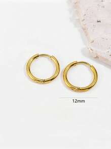 Set de 8 aros de aro grueso de acero inoxidable para mujer y hombre, chapados en oro de 18 quilates, para cartílago de la oreja