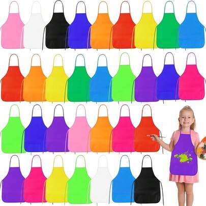 1/2/4/6/8/10Pcs Painting Aprons, Artists Smocks For Kitchen, Classroom, Community Event,Party,Crafts And Art Painting Activity, Apron Kid For 3-7 Years,Crafts(Random Color)