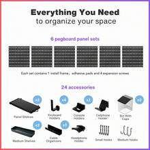 Combination Kit, Pegboards And Accessories Modular Hanging For Gaming Setup, Gaming Station Peg Board, Gaming Organizer, Wall Game Controller Holder, Headset Stand (Black, 33″*22″) - trắng - Xem 9