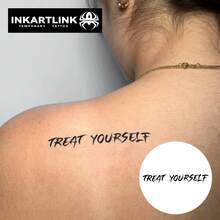 Hình xăm tạm thời chống nước INKARTLINK | Cụm từ tiếng Anh nghệ thuật & Hình xăm hoa | Hình dán hình xăm giả truyền cảm hứng cho cánh tay & vai - màu đen - Xem 4