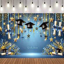 1 Abschluss Party Abschluss Deko Banner, multi Größen und multi-Zweck Dekoration, geeignet für Zuhause, Garten, Studio und Outdoor Feierlichkeiten - Feiertags Hintergrund mit Hut, Stern und "Abschluss" Text, kein Strom nötig, sehr geeignet für Feste, Vatertag und Abschlussfeierlichkeiten, Abschluss Party Dekoration