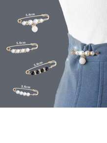 New Sweet And Versatile Pearl Waist Belt, Resize To Match Pants, Belt And Skirt, Waist Artifact, Female Pin, Anti-Exposure Brooch, Collar, Anti-Exposure Brooch Buckle, Invisible Anti-Pearl Brooch, Female Waist Pin, Fixed Clothes, Corsage, Shirt Brooch, Can Be Used As Clothing Decoration 6 Pieces/Set, Aluminum Alloy Waist Buckle Waist Decoration Set