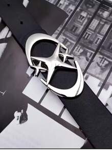 1pc Vintage American Y2K Style PU Leather Belt For Men, Suitable For Jeans, Suits, Daily Matching Summer, School