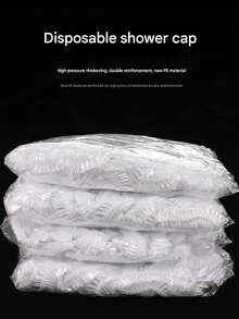 [34CM/13.3英寸]20/50个/套超大一次性透明塑料发油帽透明塑料护发套 | 防水可重复使用沙龙级浴帽，适用于水疗、旅行、染色和烹饪 - 白色 - 查看 9