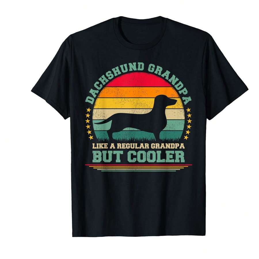 Camiseta del Día del Padre con diseño vintage del perro salchicha para amantes de los perros salchicha - Negro - Ver 1