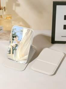 1 szt. składane przenośne lusterko do makijażu ze stojakiem, lusterko podróżne, narzędzie kosmetyczne, lusterko toaletkowe, lustro do makijażu stołowego, kompaktowe składane kieszonkowe lusterko do makijażu, prostokątne małe minimalistyczne składane lusterko do makijażu do podróży, kompaktowe, składane, urocze kieszonkowe lusterko, składane ręczne lub na biurko, odpowiednie do akademika, biura i podróży, damskie kompaktowe lusterko, Quick Touch - najlepszy prezent na urodziny, ukończenie szkoły