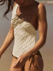 女士休闲性感沙滩度假露肩不对称开衩修身针织吊带背心，适合秋季返校穿着 - 杏色 - 查看 5