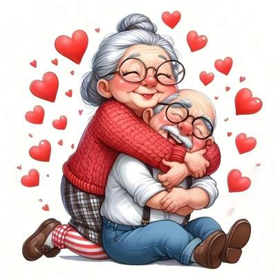 1pc 5D Diamond Painting Kit, [30*30cm/11.8*11.8in] [40*40cm/15.7*15.7in] Heart Elderly Couple Pattern, Suitable For Adult Beginners DIY Mosaic Diamond Art, Fully Drilled Handmade DIY Diamond Painting, Suitable For Living Room, Bedroom, Office Wall Decor Painting, Surprise Art Home Decor Gift For Family And Friends, Frameless