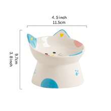 A Creative Elevated Cat Bowl, Ceramic Cat Food Bowl, Water Bowl With Stand To Prevent Overturning, Neck Protection Cat Bowl, Tilted Design Cat Bowl