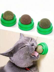 1 pieza Bola de catnip para gatos, juguete para gatos con adhesivo, juguete para masticar para mascotas, suministros para mascotas, juguete para gatos, juguete para masticar y aliviar el aburrimiento para mascotas, adecuado para mascotas, juguete interactivo para gatos