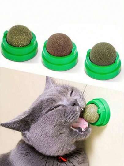 1 pieza Bola de catnip para gatos, juguete para gatos con adhesivo, juguete para masticar para mascotas, suministros para mascotas, juguete para gatos, juguete para masticar y aliviar el aburrimiento para mascotas, adecuado para mascotas, juguete interactivo para gatos