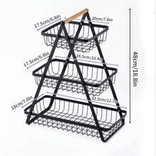 1 pieza Cesta para frutas, tazón de frutas, cesta de pan, soporte para verduras para almacenamiento en la cocina, color negro