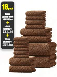 16 件套或 2 件套或 1 件珊瑚绒钻石图案纹理毛巾，柔软、吸水、不脱落（轻薄）方便毛巾套装，提花编织发巾、手巾、家用浴室套装、洗脸和浴巾、浴室配件，美容院返校家用浴室淋浴毛巾，适用于美容院、酒店运动、家庭必需品、毛巾、皮肤护理 - 彩色 - 查看 43