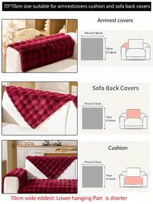1pc Plush Soft Sofa Cushion Pad, Thickened Winter Warm All Season Non-Slip Sofa Cover Slipcover, Dustproof Washable Furniture Protector For Living Room, Bedroom, Office, L-Shaped Sofa - Burgundy - View 13