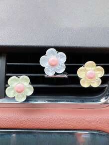 Women's Car Accessories - Floral Air Vent Clip, Decorative Car Interior Accessories In Various Colors With Transparent Floral Design