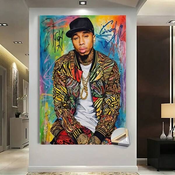 1pc Hip Hop Singer Tyga Postar Retro Hip Hop Planet Vall Art Aesthetic Room Decor Portrait Canvas Print Home Bedroom Dorm Bathroom Wall Decor Wall Art, Frameless