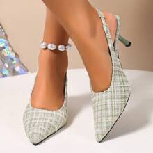 Mules à talons ouverts élégantes pour femmes, talons hauts sexy et polyvalents à la mode, talon aiguille, enfiler, tige en tissu, convenant pour toutes les saisons, adaptés pour les fêtes, le travail, les rendez-vous, le port quotidien