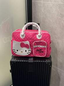 Sanrio 1pc Sanrio Hello Kitty Pink PU Sports Gym Bag, Large Capacity Travel Luggage Bag, Utility Tote, Zipper Closure, Ideal Gift For Travel, Outdoor Sports, Fitness, Street Shooting